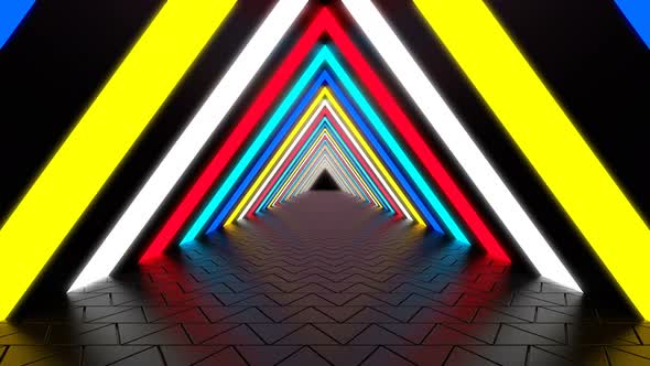 Neon Triangle Tunnel 4K