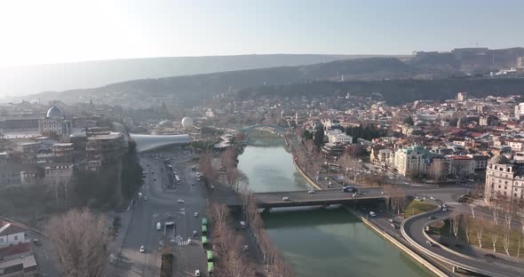 Public Service Hall and Baratashvili Bridge in the center of Tbilisi. Georgia