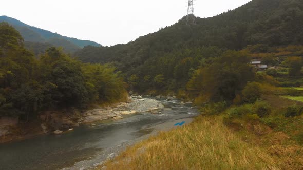 wild flowing river in japan