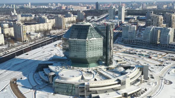 Top View of the National Library in Minsk in Winter