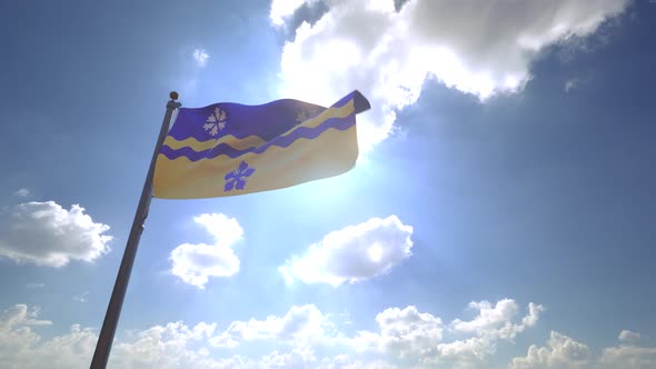 Prince George City Flag (British Columbia) on a Flagpole V4 - 4K