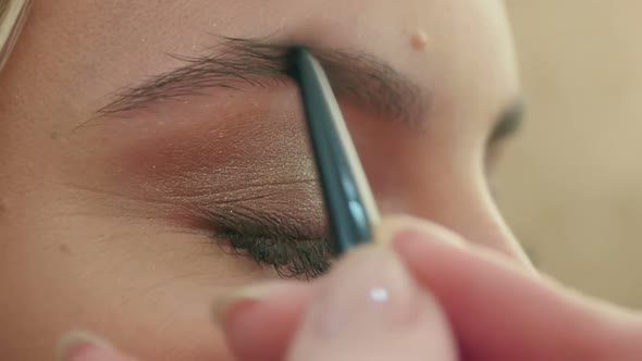 Makeup Artist Paints the Eyebrows, Doing Eyebrow Correction