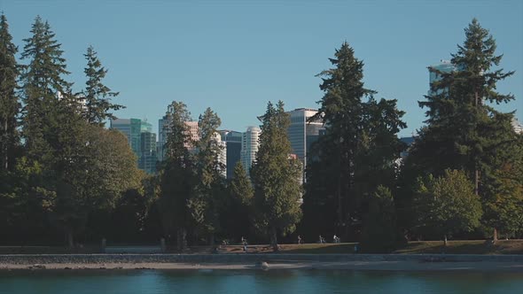 Downtown Vancouver Stanley Park Seawall Outdoor Activities in slow motion parallax