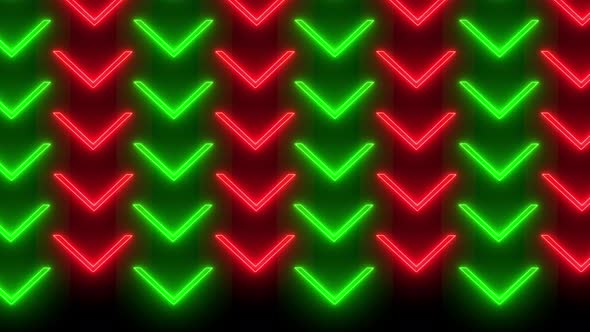 Video animation of glowing neon arrows in red and green alt