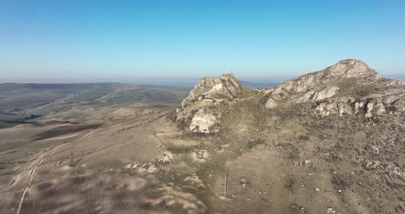 Aerial view of Mount Saint Elias in Kakheti, Georgia