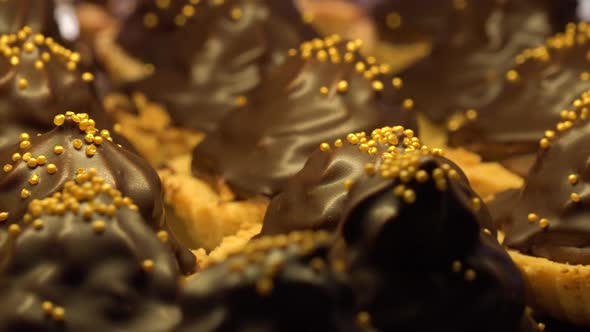 Closeup on Chocolate Cupcakes on a Baking Sheet