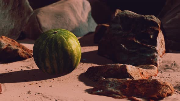 Fresh Watermelon on a Beautiful Sand Beach