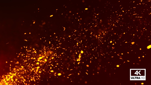 Flying Fire Particles Background Looped