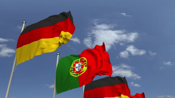 Many Flags of Portugal and Germany