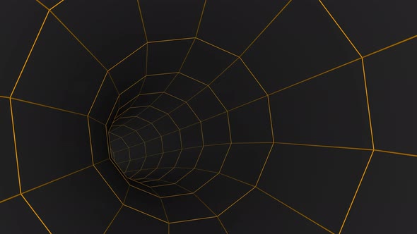 Tunnel Black Gold Motion Design Digital Art Able to Loop Seamless