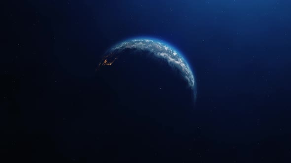 Space view on Planet Earth rotating Solar Eclipse alt