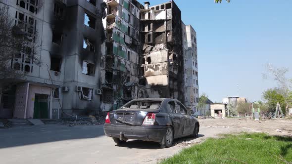 Consequences of the War  Ruined Residential Building in Borodyanka Ukraine