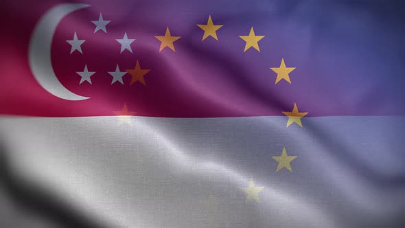 EU Singapore Flag Loop Background 4K