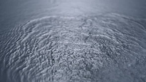 Water drop in puddle, Slow Motion