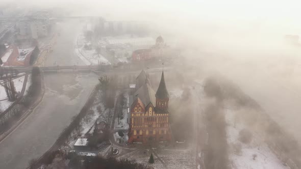 Cathedral of Kaliningrad in the winter fog