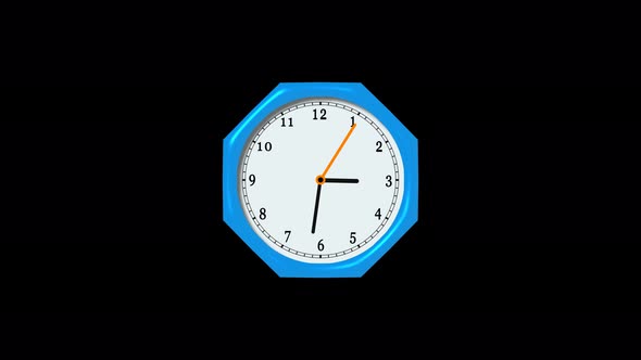 Aqua Rim Realistic 3d Wall Clock Isolated In Black Background
