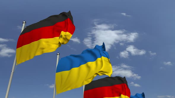 Flags of Ukraine and Germany at International Meeting alt