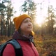 Woman Enjoys Forest View at Sunset - VideoHive Item for Sale