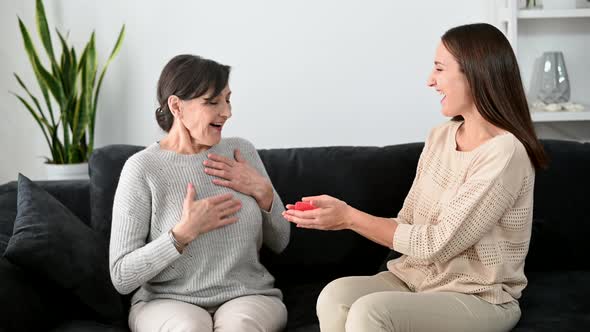 A Senior Mother and an Adult Daughter Spend Time Together