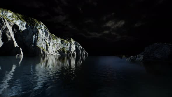 Fjord with Dark Storm Clouds