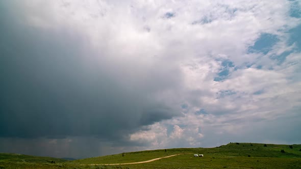 Dark clouds moving in over the landscape on Skyline Drive