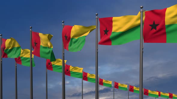 The Guinea Bisau Flags Waving In The Wind  - 4K