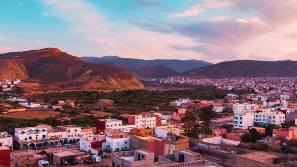 Sunrise over Taghazout City in Morocco