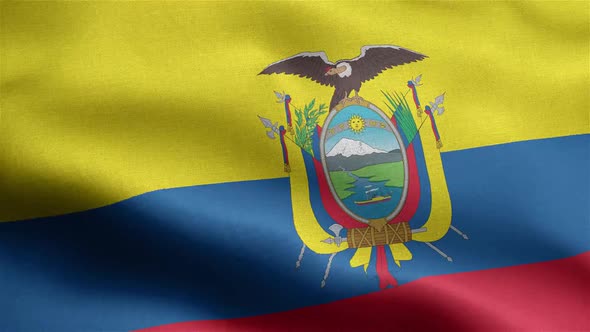 Ecuador Flag Seamless Closeup Waving Animation