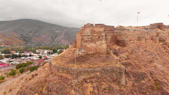 Revealing Rising View Of Old Gori Fortress In Georgia