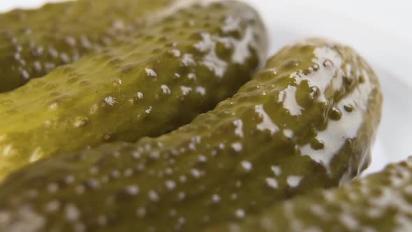 Pickled crispy cucumbers close-up