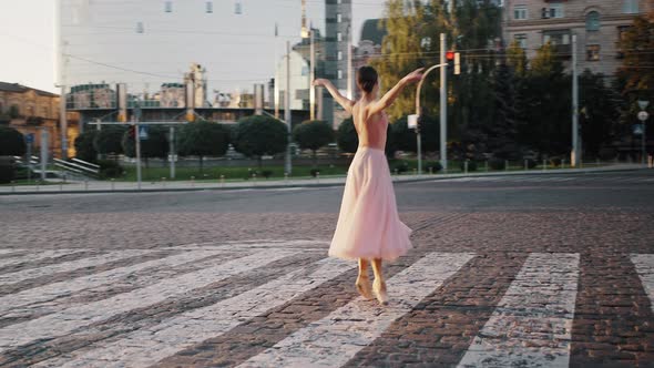 Young Ballerina in Pointe Shoes Shows Beautiful Dance Moves