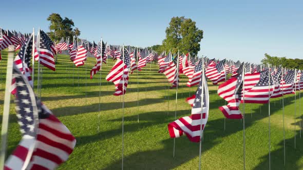 Patriotic Memorial Display Within Picturesque Countryside Area As Seen From Top