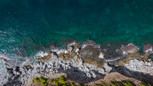 Aerial View. Beautiful Rocky Coast Near the Sea.