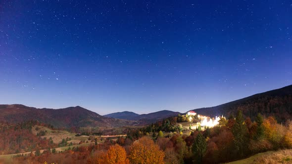 Timelapse of Moving Star Trails in Night Sky