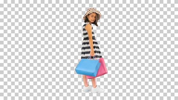 Little asian girl in a sundress and a, Alpha Channel