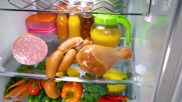 Open Refrigerator Filled with Food