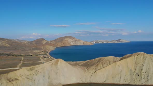Aerial View of Quiet Bay Cape Chameleon Black Sea Crimean Peninsula