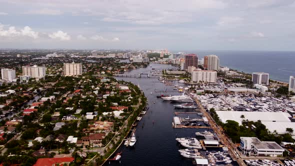 Lateral Drone Footage Fort Lauderdale Boat Show Event Setup