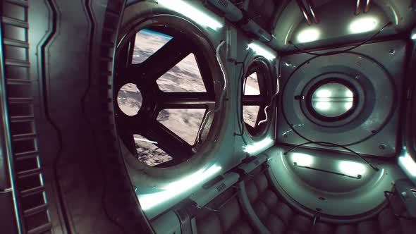 Dark Space Ship Futuristic Interior alt