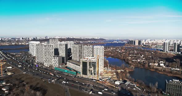 Aerial View Over Modern City Buildings