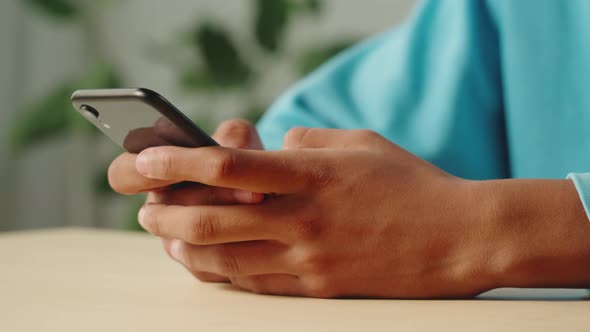 African American Man Using Smartphone