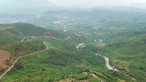 Majestic Foggy Tropical Mountains Landscape,Drone View.