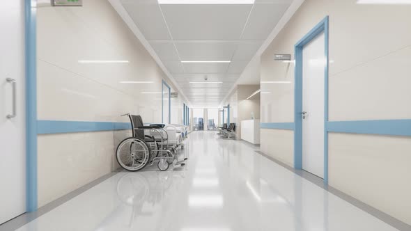 Empty Modern Hospital Corridor