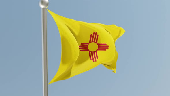 New Mexico flag on flagpole.