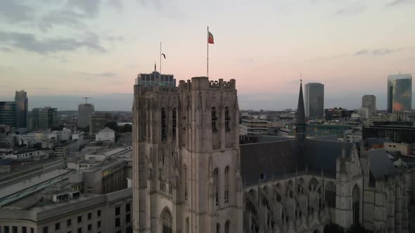 Parallax of Cathedral of St. Michael and St. Gudula Brussels