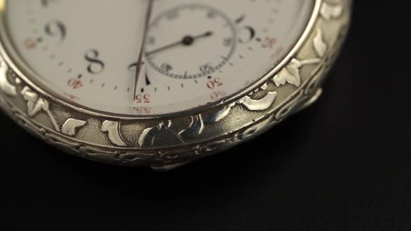 Old Silver Pocket Watch with the Second Moving.