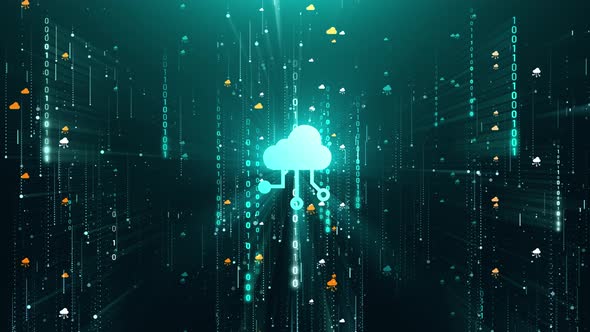 Cloud Data Digital Stoarge Matrix Binary Digital Background Animation 4K