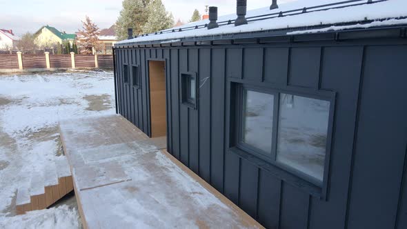 Aerial View of the Finished House in the Style of Barnhouse