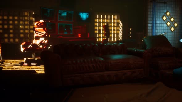 Sci Fi Futuristic Interior with Neon Lights alt