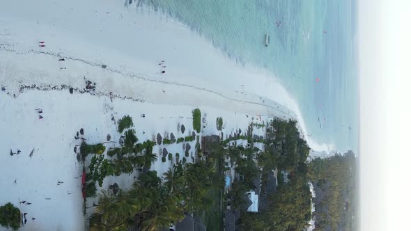 Vertical Video of the Ocean Near the Coast of Zanzibar Tanzania Aerial View